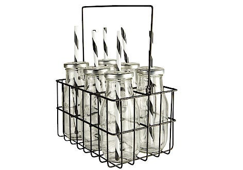 Glasflaska med sugrör 