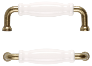 Porslinshandtag vitt/antik guld, 2-pack