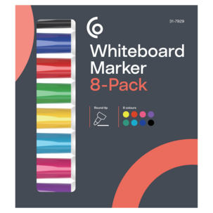 Whiteboardpennor rund spets, 8-pack