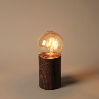 Deco bordslampa E27 metall med mörk träoptik, Northlight