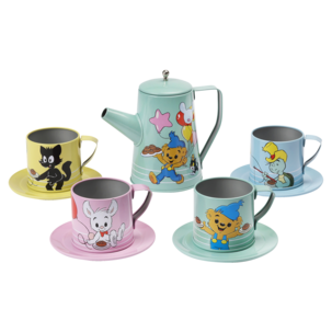 Bamse Leikkiastiasto kannu, kupit ja lautaset, pelti
