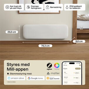 Mill Invisible Smart WiFi element Gen. 4, vit, 500 W