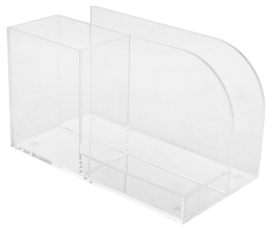 Skrivebordstativ med flere rom, transparent plast