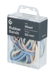Gummistrikk 50 mm blandede farger, 25 g