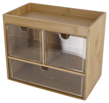 Sminkförvaring med 3 lådor, bambu