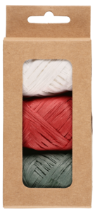Presentsnöre raffia 5 meter, 3-pack