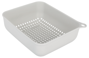 Durkslag av plast, set med 2 olika storlekar, vita