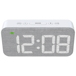 Digital termometer och hygrometer med tygfront, inomhus