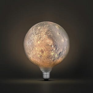 Varmvit globlampa LED E27 Moon 150 mm