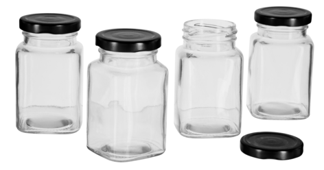 Liten glasskrukke med skrulokk 290 ml, 4-pakning