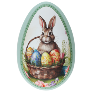 Påskägg plåt, med påskmotiv, 14,5 cm