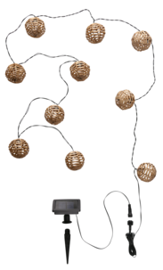 Solcelledrevet utelysslynge med kuler i kunstrotting, 2,3 m