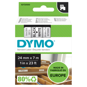 Dymo D1 märkband svart på vitt, 24 mm 7 m