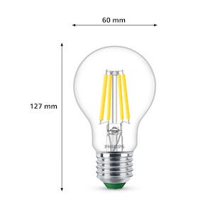 Kaldhvit LED-pære E27 A60 2,3 W, Philips Ultra Efficient