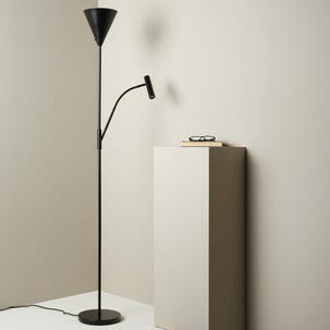 Northlight Vide golvlampa uplight med läslampa, svart