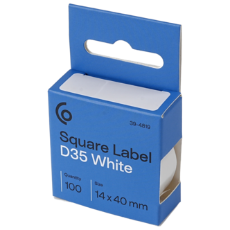 D35-etiketter, 14 × 40 mm, hvite, 100-pakning