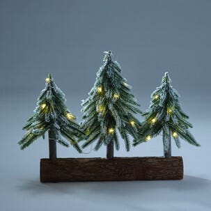 Julby med granar, snö och belysning, 35 cm, Northlight
