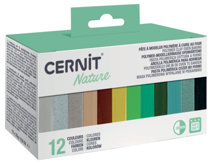 Cernit polymerlera, 12 färger, 25 g