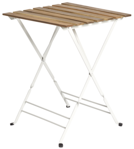 Utemöbler, bord och två stolar