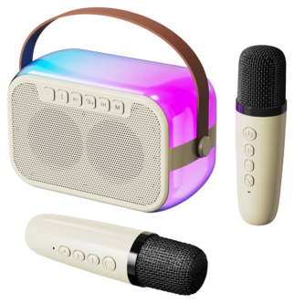 Karaokehögtalare med 2 trådlösa mikrofoner