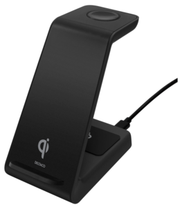 Deltaco 3-i-1 trådlös laddare, Qi-certifierad, 15 W