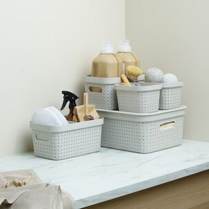 Oppbevaringskurv Neat beige, resirkulert plast