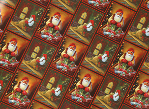 Joulupaperi, vanhanajan joulutonttuja, 4 m x 70 cm