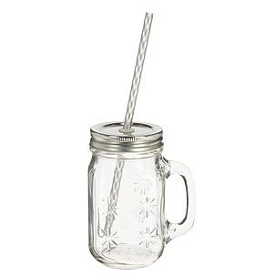 Glasburk med sugrör 