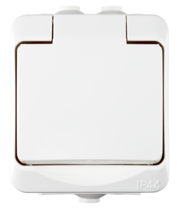 1-osainen pinta-asennettava pistorasia IP44