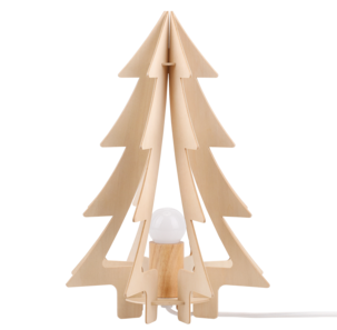 Julgran i trä med belysning, bordslampa julgran, 34 cm