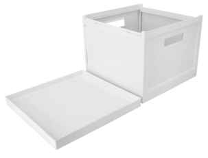 Förvaringslåda kvadrat med lock, vit plast, vikbar