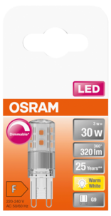 Osram G9 LED dimbar stiftlampa PIN 30 3 W, varmvit