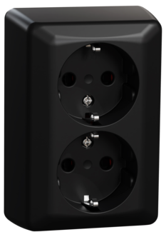 Elko RS 2-vägs utanpåliggande vägguttag, svart