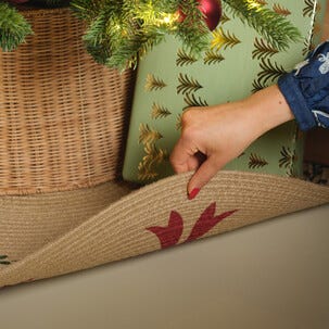 Julgransmatta i jute vändbar, grön eller röd, 90 cm