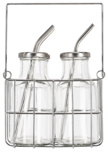 Lasipullot ja pillit, 4 kpl