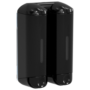 Dobbel shampo- og såpepumpe for vegg, svart, 2 x 250 ml