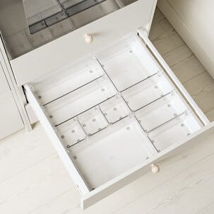 Laatikon jakaja, läpinäkyvä, korkeus 7,3 cm