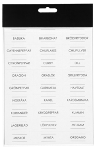 Etiketter till burkar, kryddor och torrförvaring