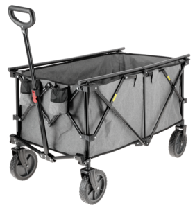 Hopfällbar skrinda, stora hjul och teleskophandtag