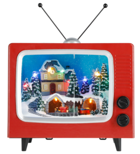 Juleby, tv med lys og musikk