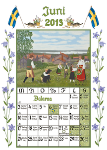 Väggkalender Sverigealmanackan 2013
