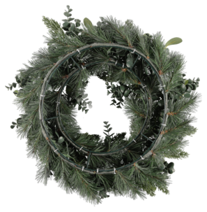 Krans med furu og løv, til vegg og bord, 50 cm