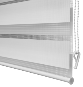 Rullgardin Dag & Natt, skruvfri med kulkedja, vit