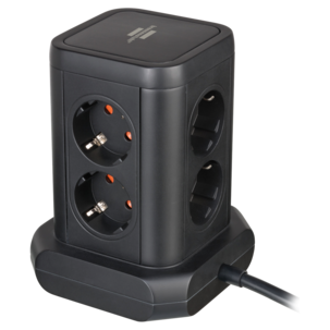 Brennenstuhl Socket Tower 8-vägs grenuttag ,3 USB, svart