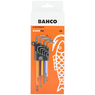 Bahco nøkkelsett Torx T8–T41, lange med fargekode, 9 deler