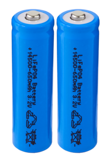Akku 14500, 3,2 V/650 mAh LiFePO4, 2 kpl