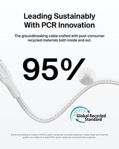 Belkin BoostCharge Pro Braided flettet USB-C-kabel 240W, hvit
