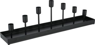Bordsljusstake lång, 7 ljus svart metall, 51,5 cm