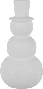 Snögubbe i keramik med LED och timer, 14,8 cm