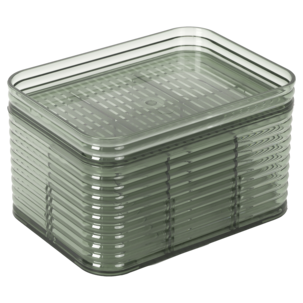 Stabelbar oppbevaringsboks med lokk og rom, transparent grønn